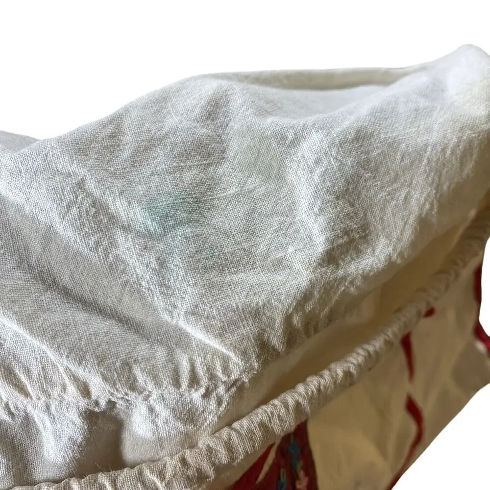 VTG Antique Hand‎ Made Apron Toddler Child Appliqué Bonnet Girl Embroidered READ